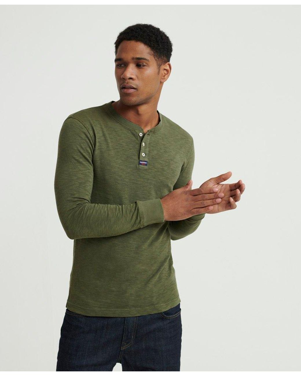 Superdry Legacy Long Sleeved Henley Top Green for Men | Lyst