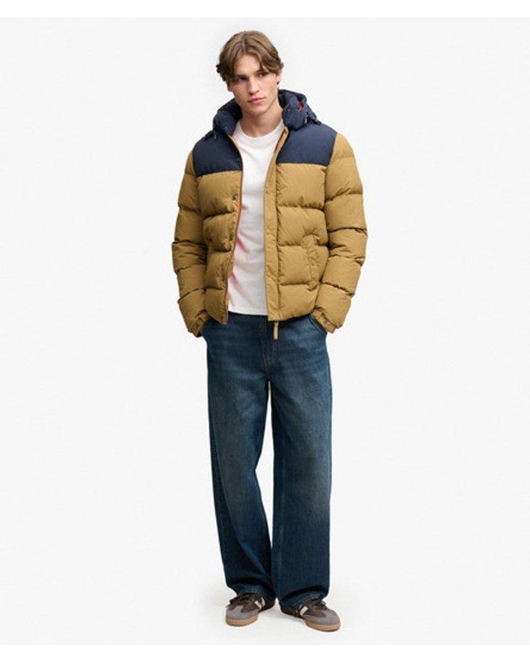 Superdry Blue & Co Everest Colour Block Puffer Jacket for men