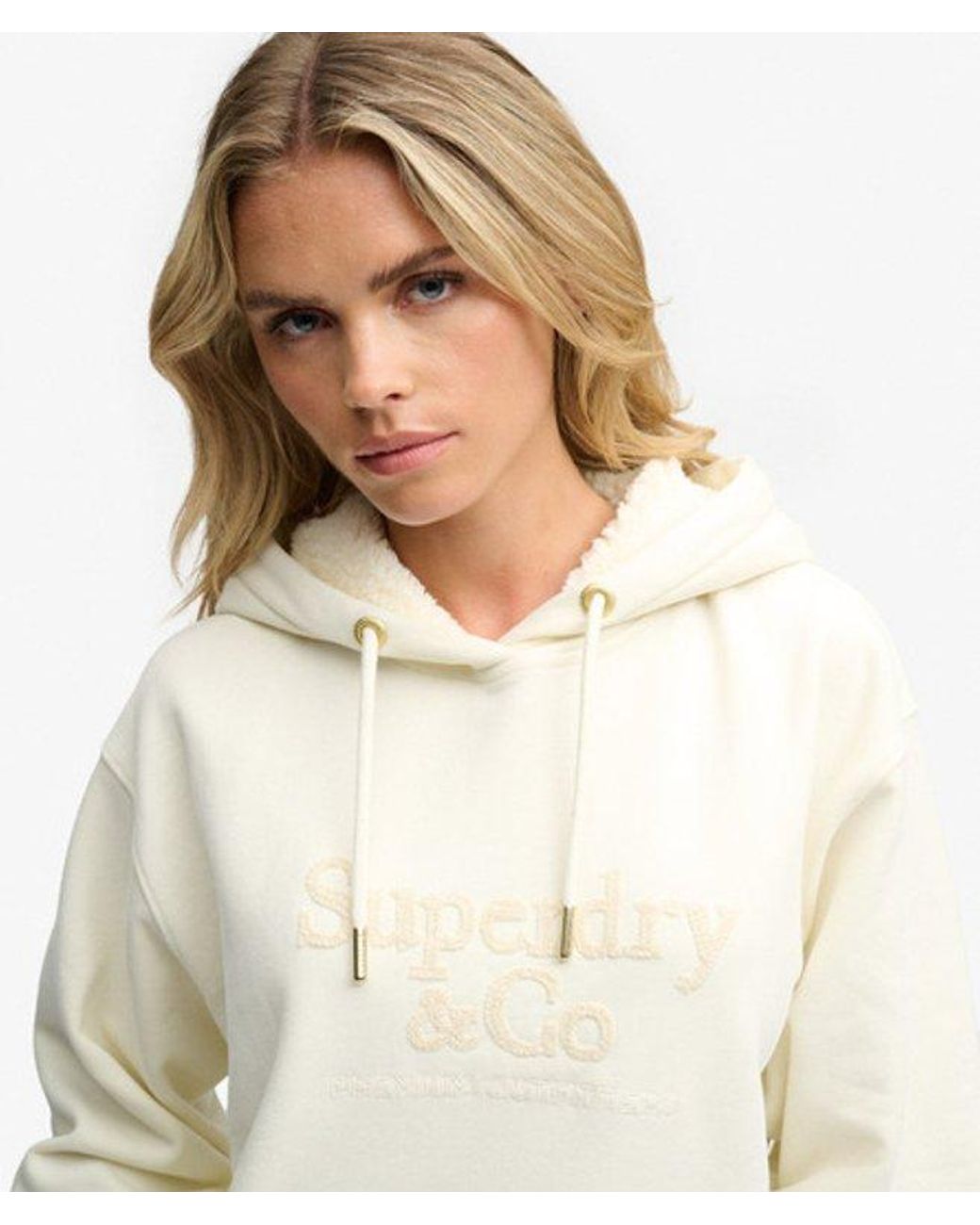 Superdry White & Co Company Logo Embroidered Sequin Hoodie