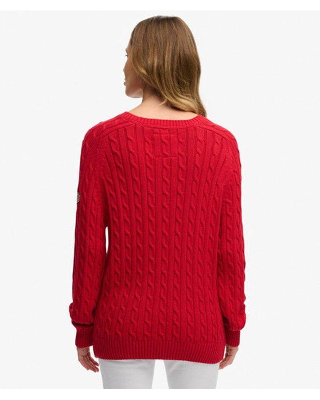 Superdry Red & Co Slouchy Cable Knit Jumper