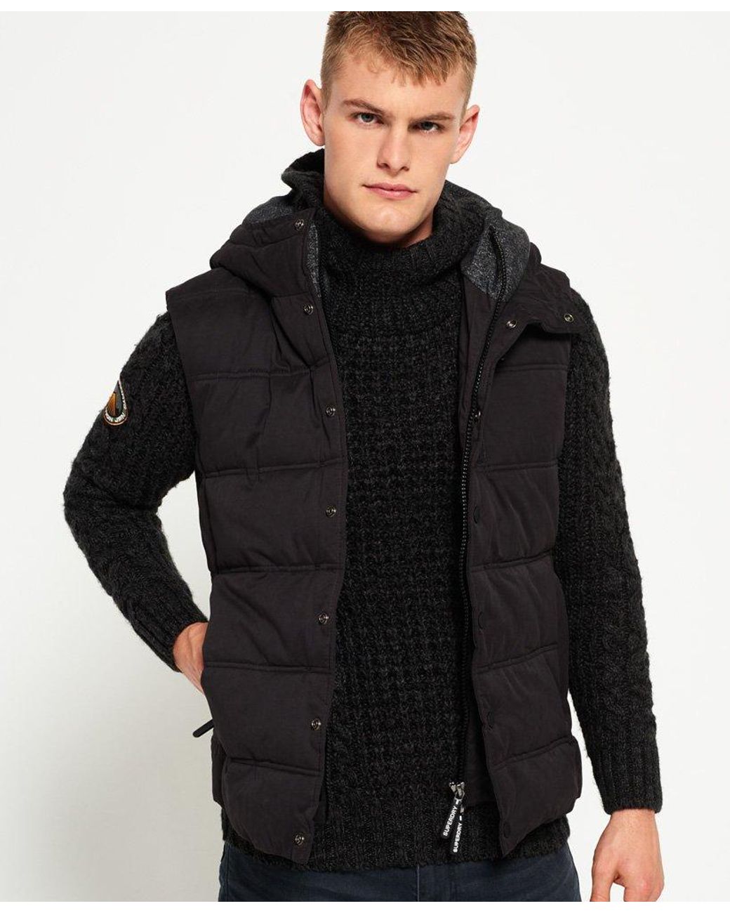 Superdry Microfibre Pitching Gilet Black for Men | Lyst
