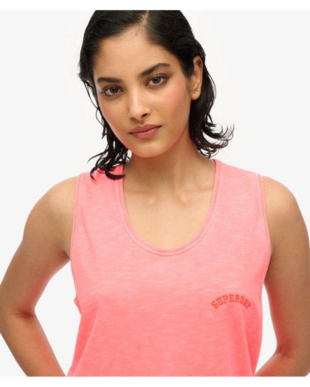 Superdry Red Essential Logo Garment Dye Vest Top