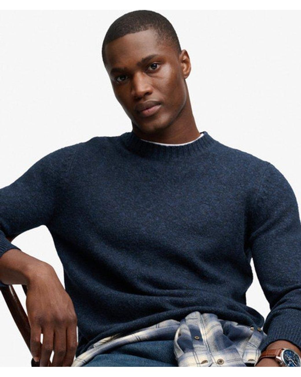 Superdry Blue & Co Brushed Cable Sleeve Jumper for men