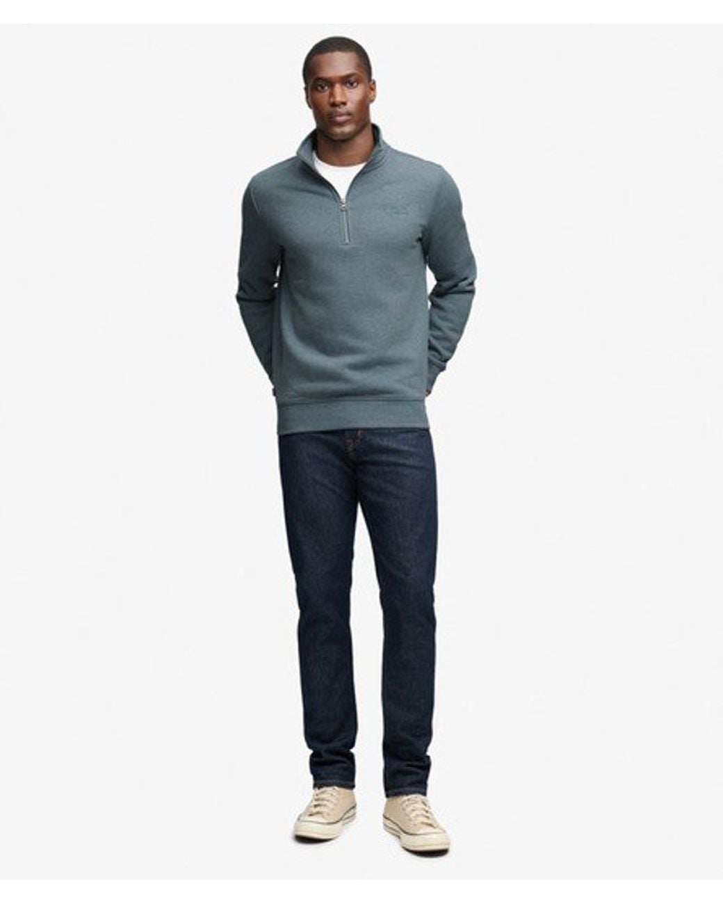 Superdry Gray & Co Vintage Logo Embroidered Half Zip Sweatshirt for men