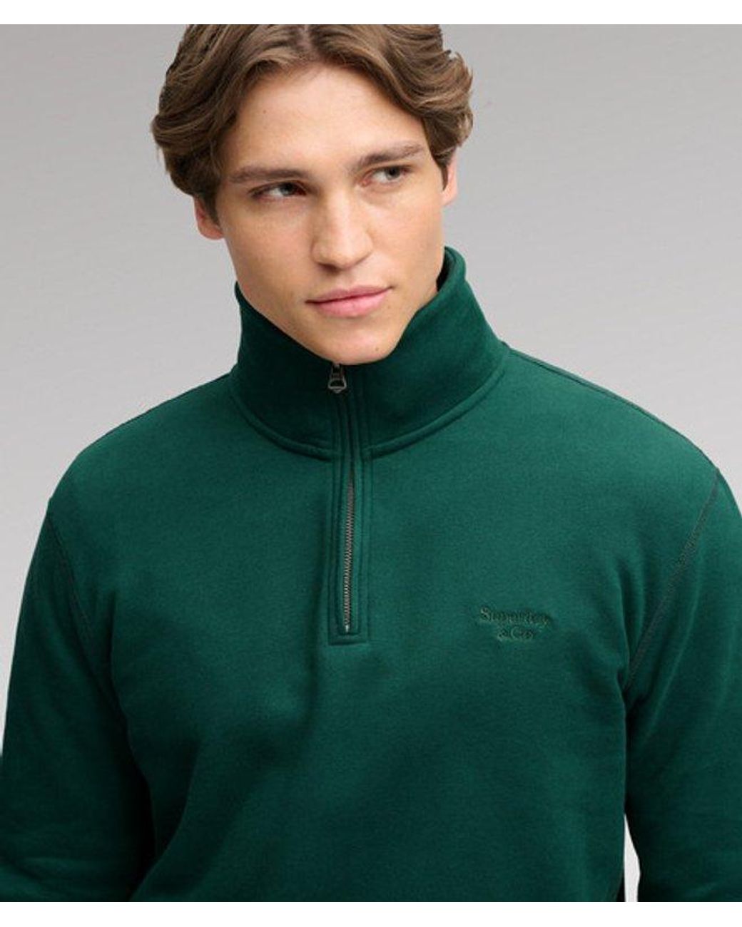 Superdry Green & Co Essential Serif Logo Half Zip Sweatshirt for men