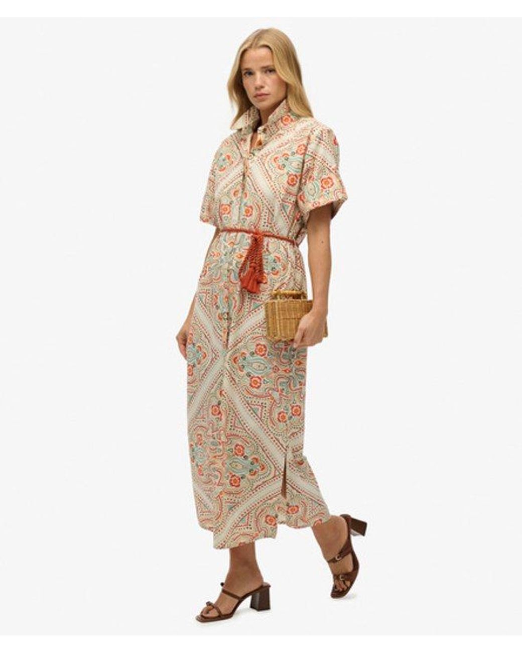 Superdry Natural & Co Linen Shirt Maxi Dress