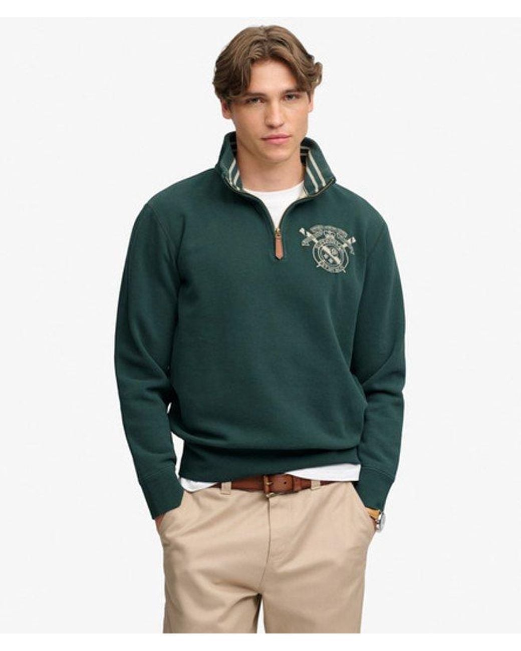 Superdry Green & Co Gothic Varsity Half Zip Sweatshirt for men