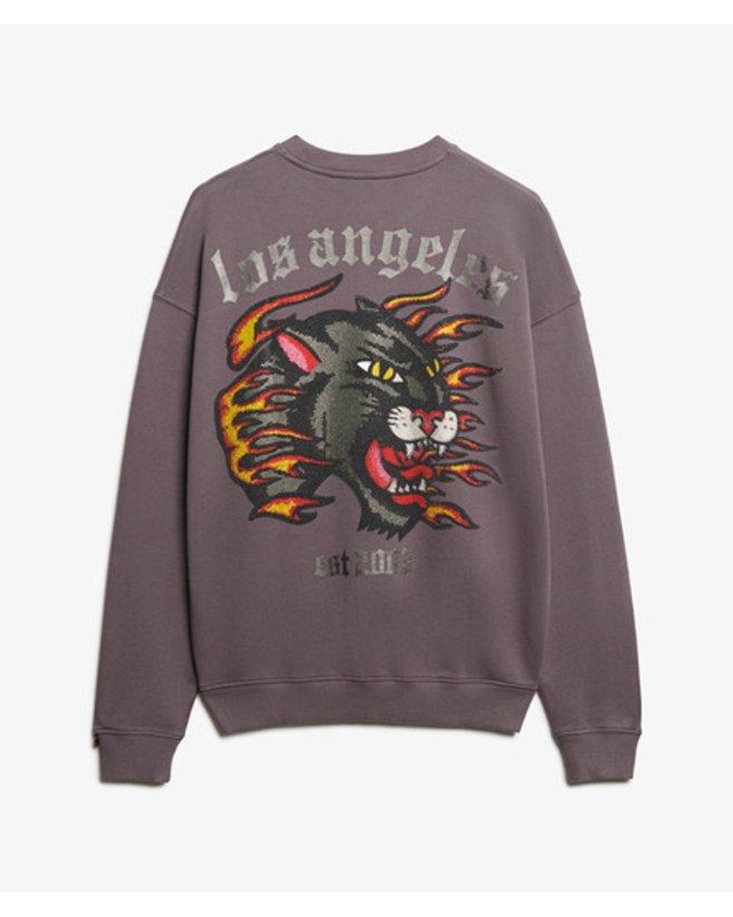 Superdry Purple & Co Old School Tattoo Oversized Crew Sweatshirt