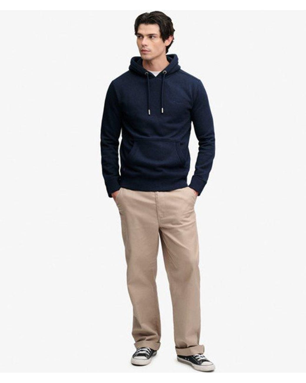 Superdry Blue & Co Vintage Logo Embroidered Hoodie for men