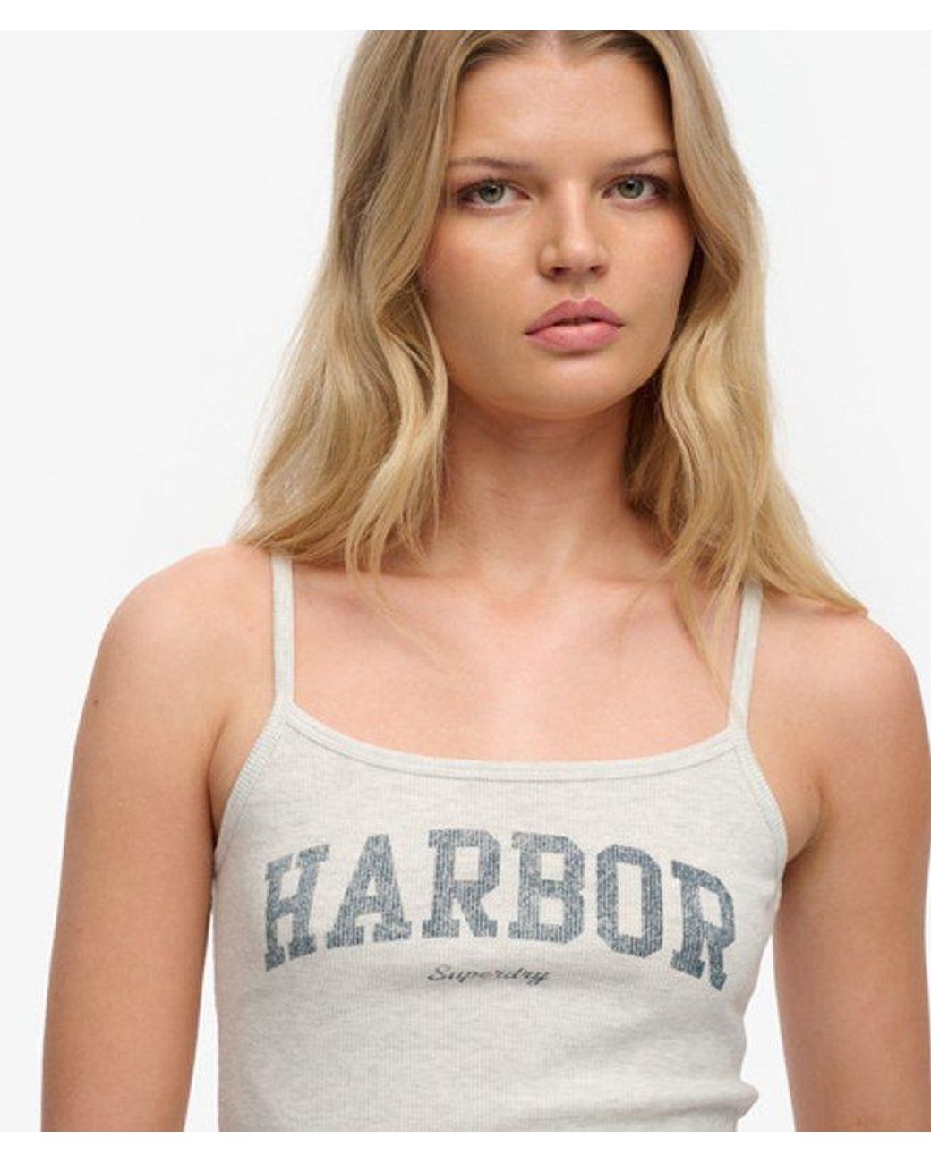 Superdry Gray Athletic Essentials Graphic Print Cami Top
