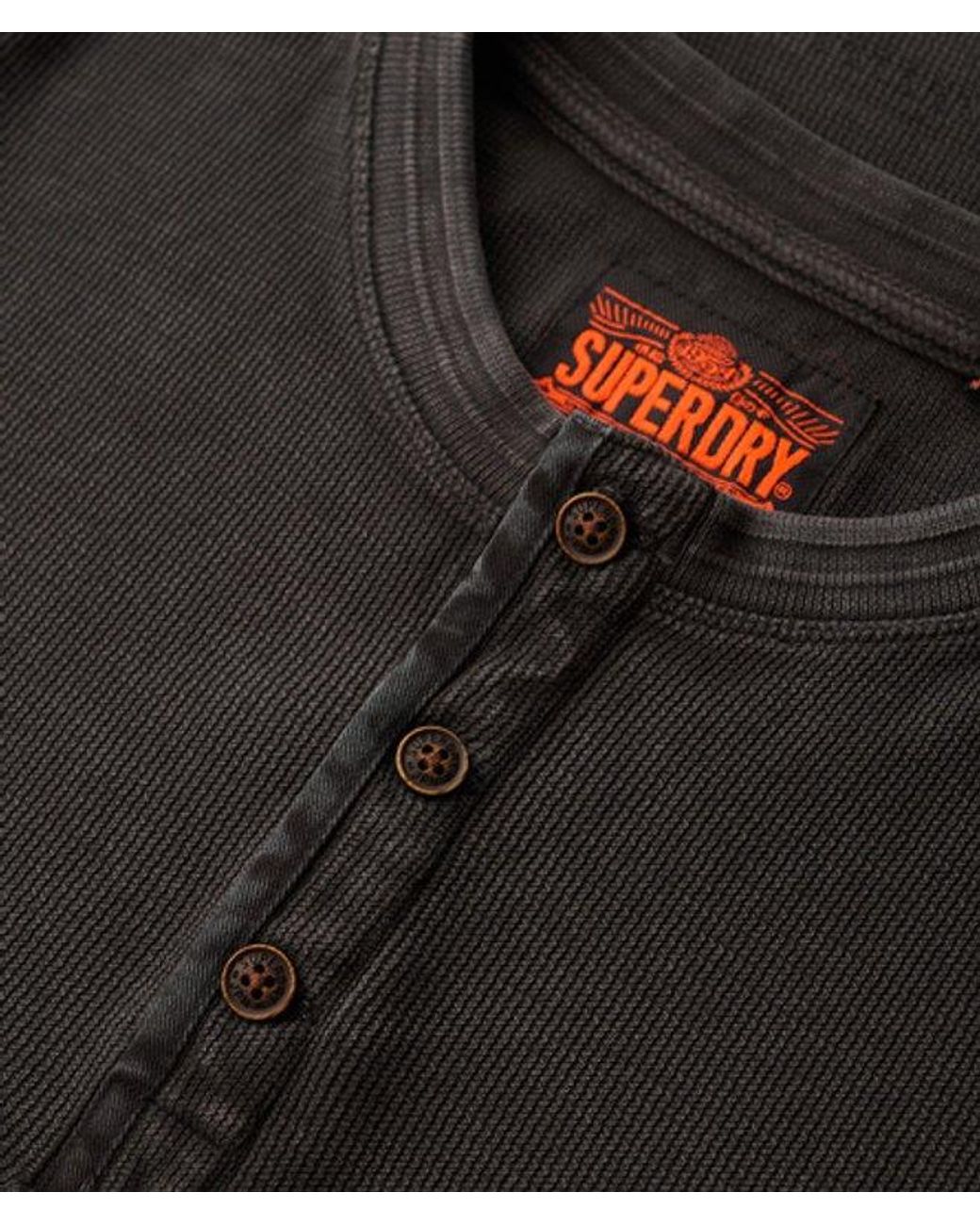 Superdry Black & Co Vintage Textured Henley Top for men