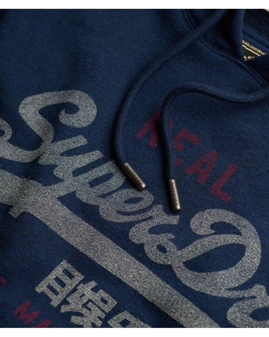 Superdry Blue & Co Vintage Logo Heritage Relaxed Hoodie for men