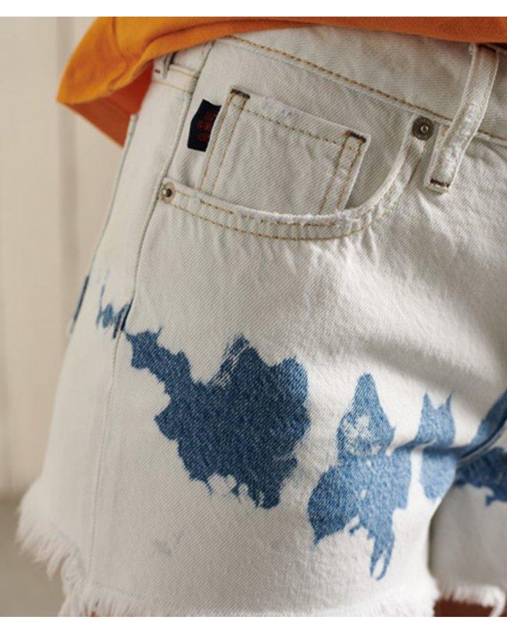 Superdry Blue High Rise Cut Off Shorts