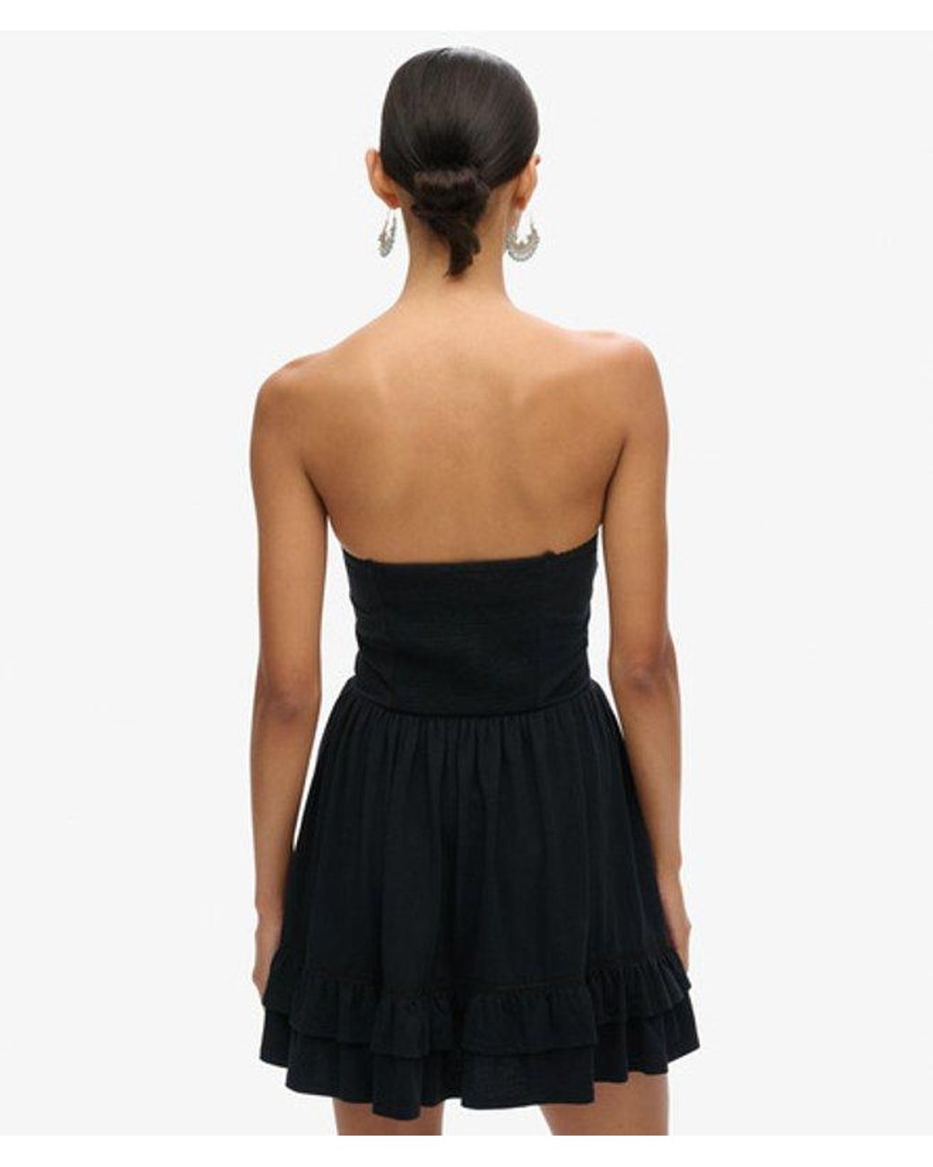 Superdry Blue & Co Cotton 50s Lace Bandeau Mini Dress