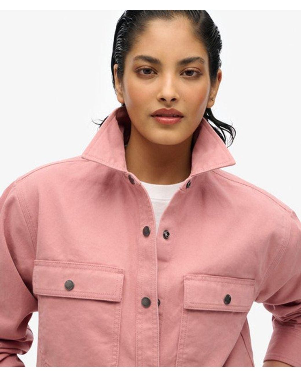 Superdry Pink Cotton Workwear Overshirt