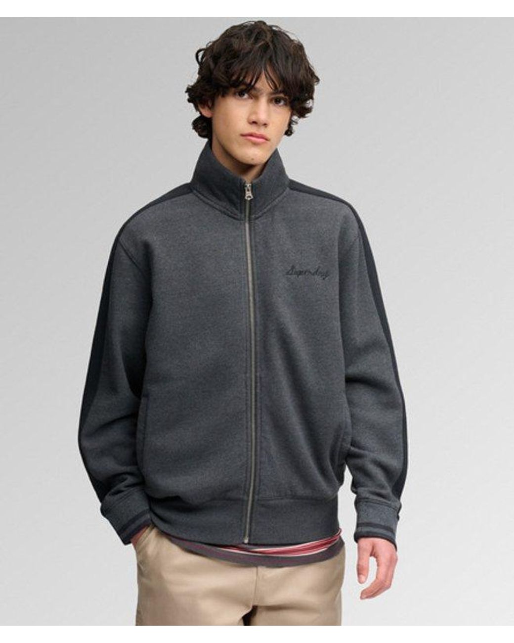 Superdry Gray Satin Applique Track Top for men