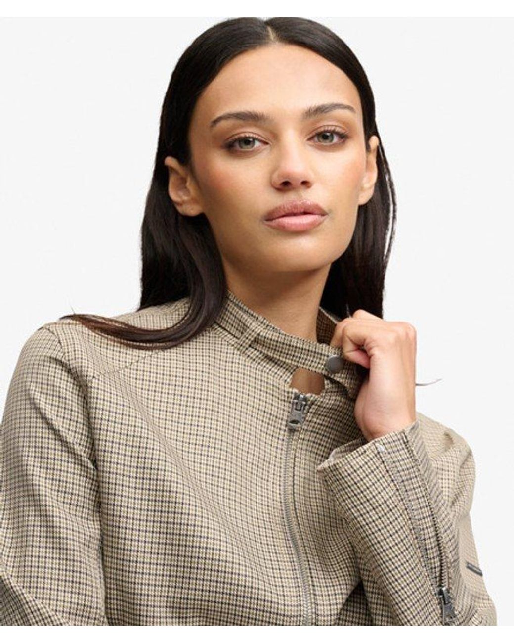 Superdry Brown & Co Moto Check Jacket