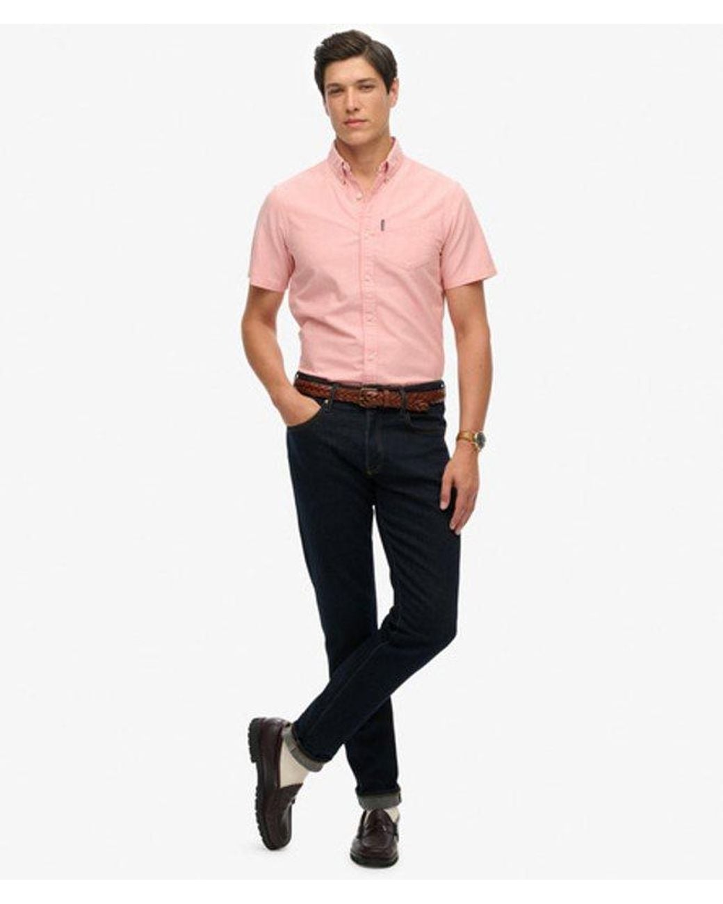 Superdry Red & Co Oxford Short Sleeve Shirt for men