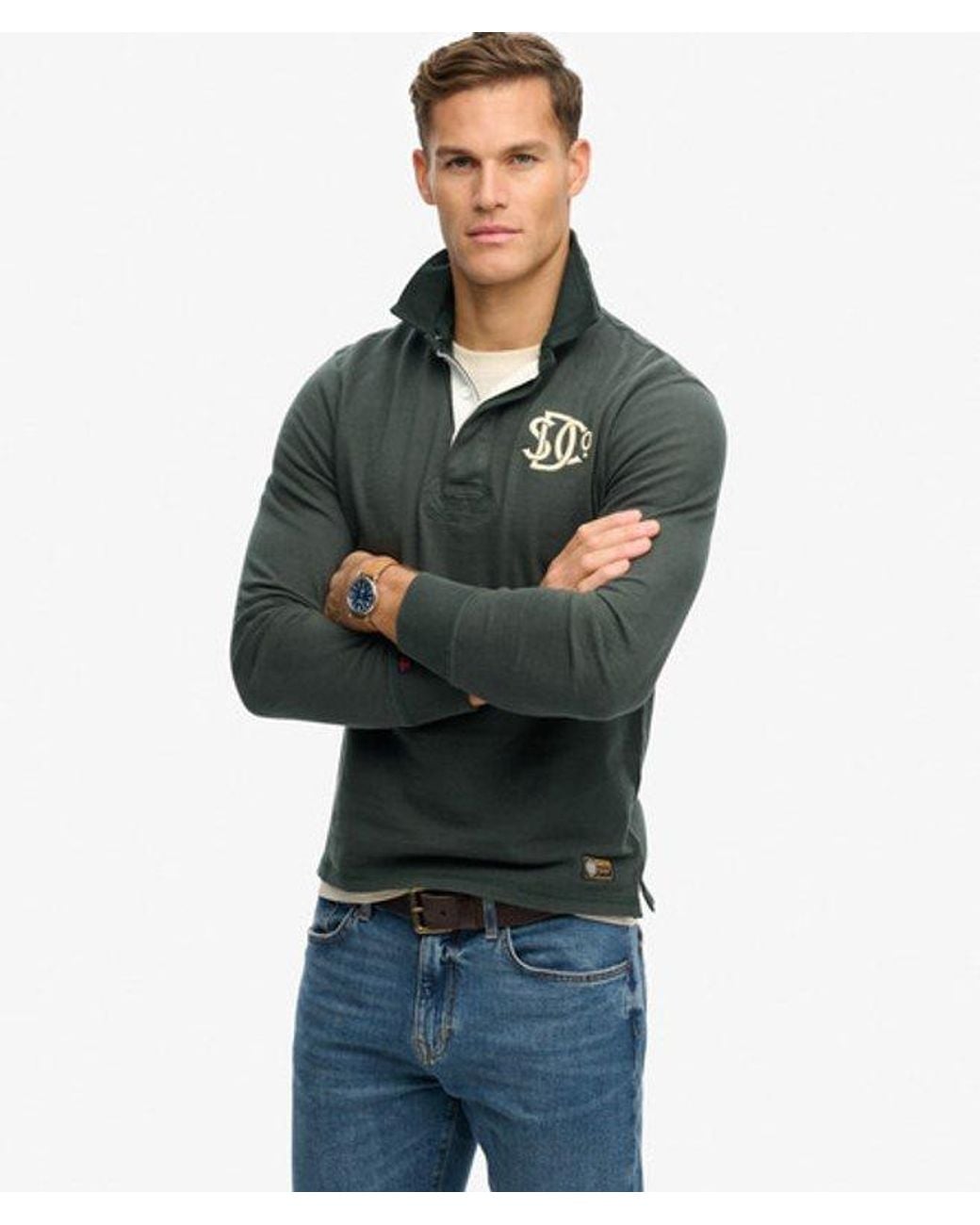 Superdry Black & Co Vintage Athletic Rugby Shirt for men