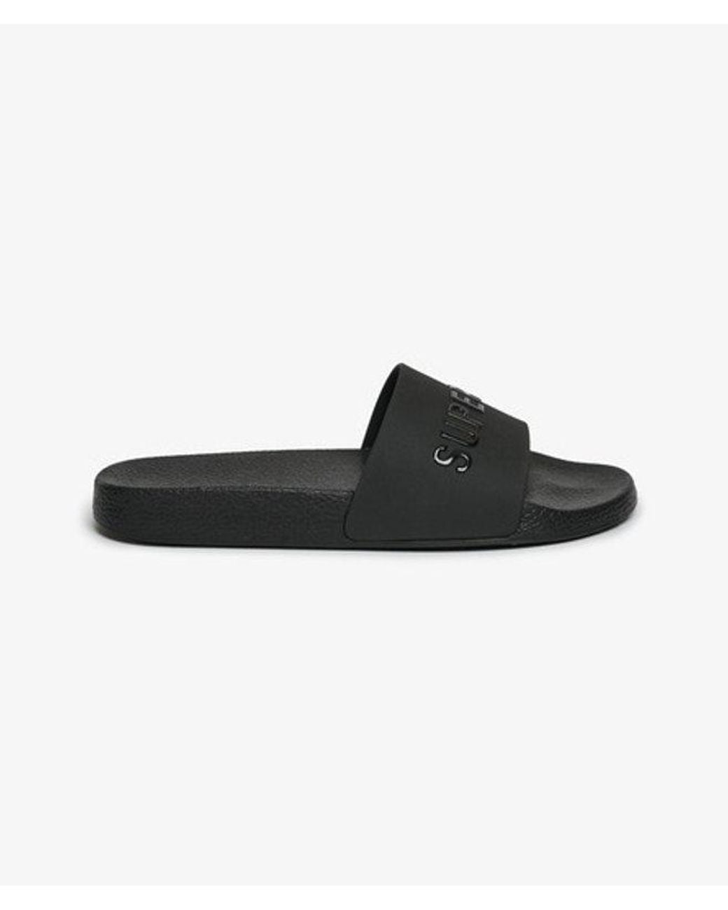 Superdry Black & Co Premium Metallic Pool Sliders