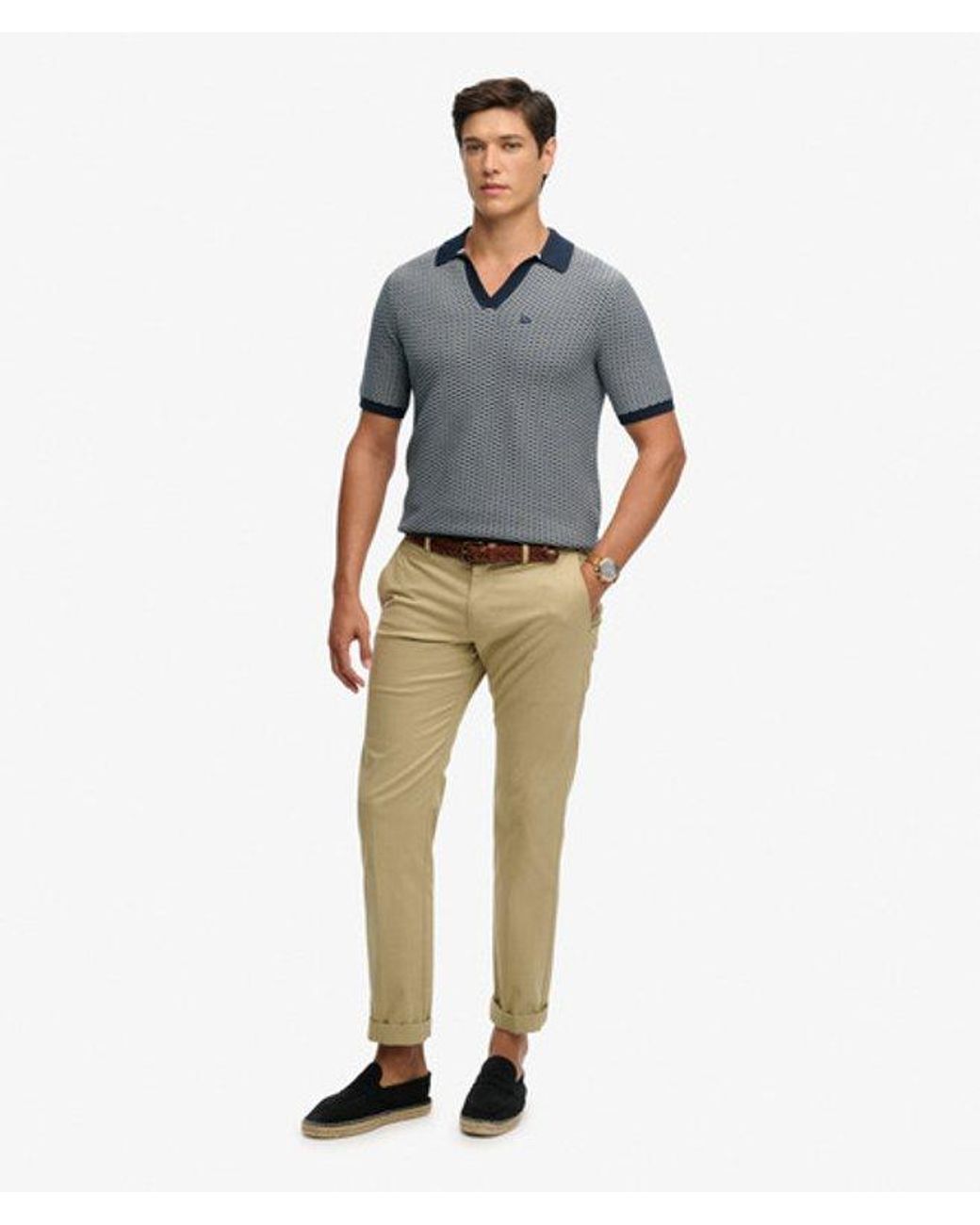 Superdry Blue & Co Johnny Collar Knitted Polo Shirt for men