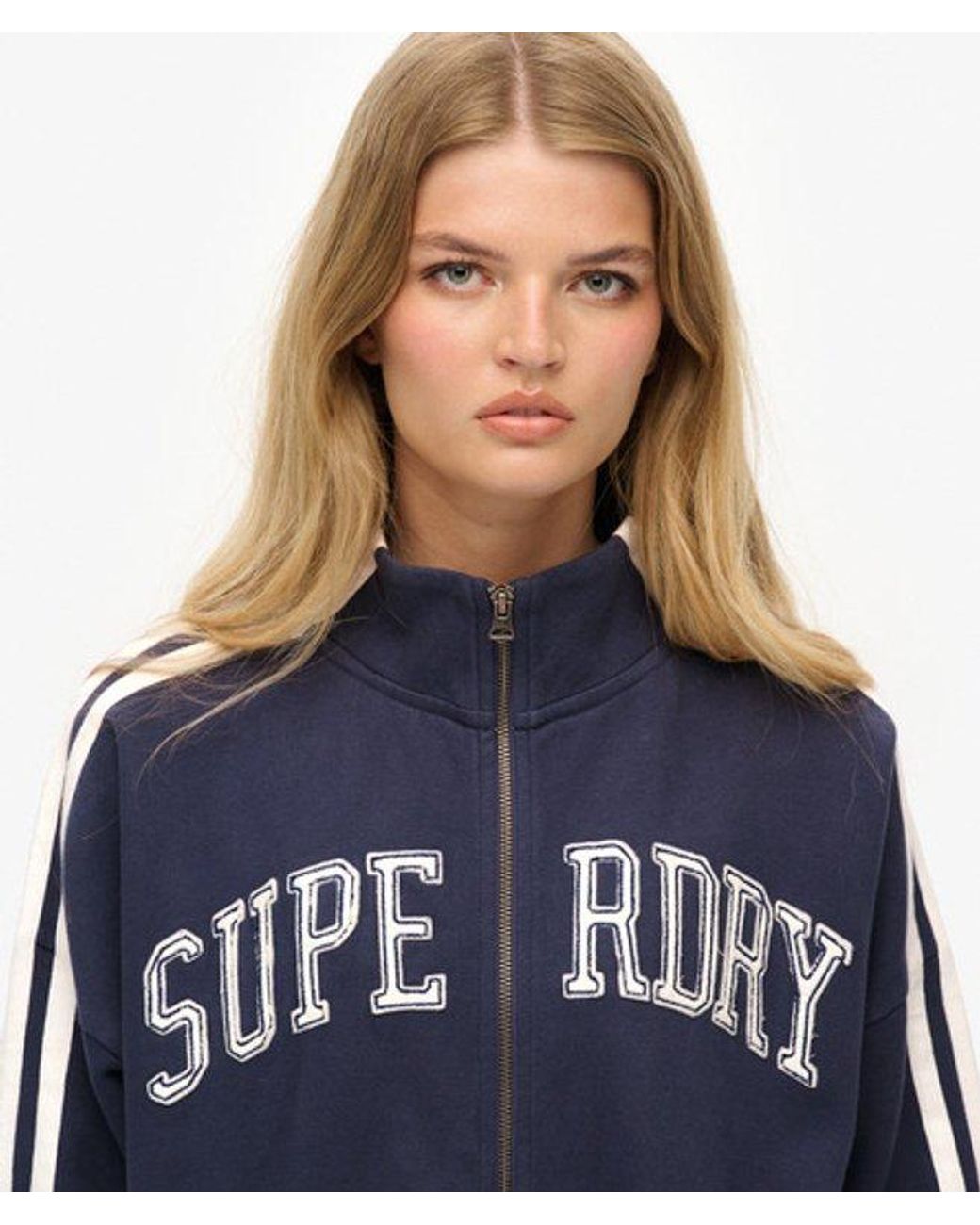 Superdry & Co Athletic Essentials Applique Losse Zip Track Top in het Blue