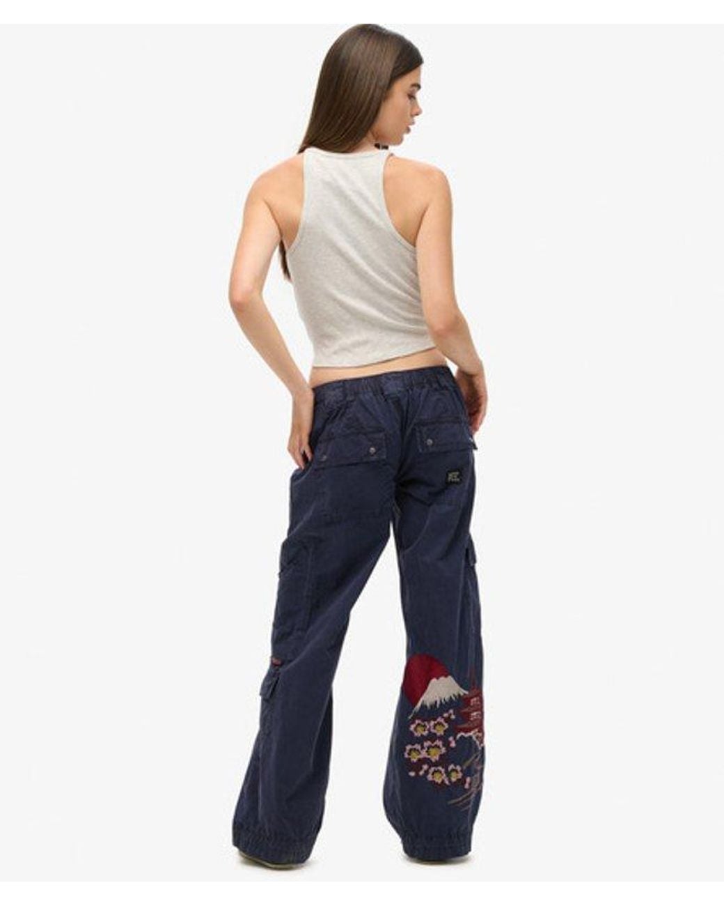 Superdry Blue & Co Low Rise Embroidered Cargo Pants