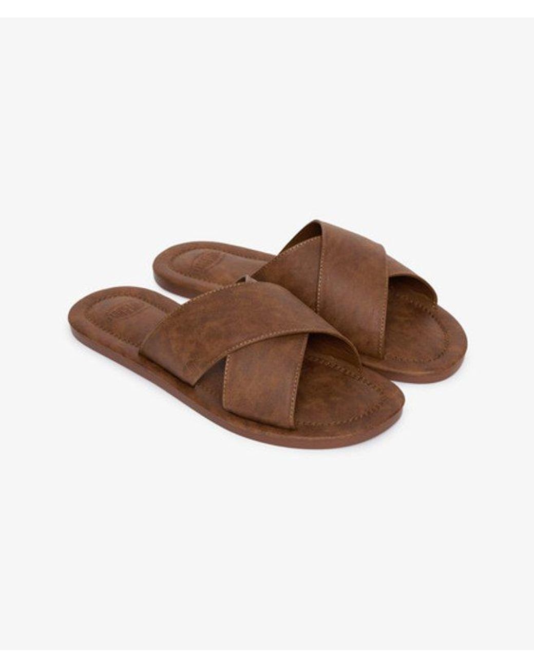 Superdry Brown & Co Vintage Cross Strap Slides for men