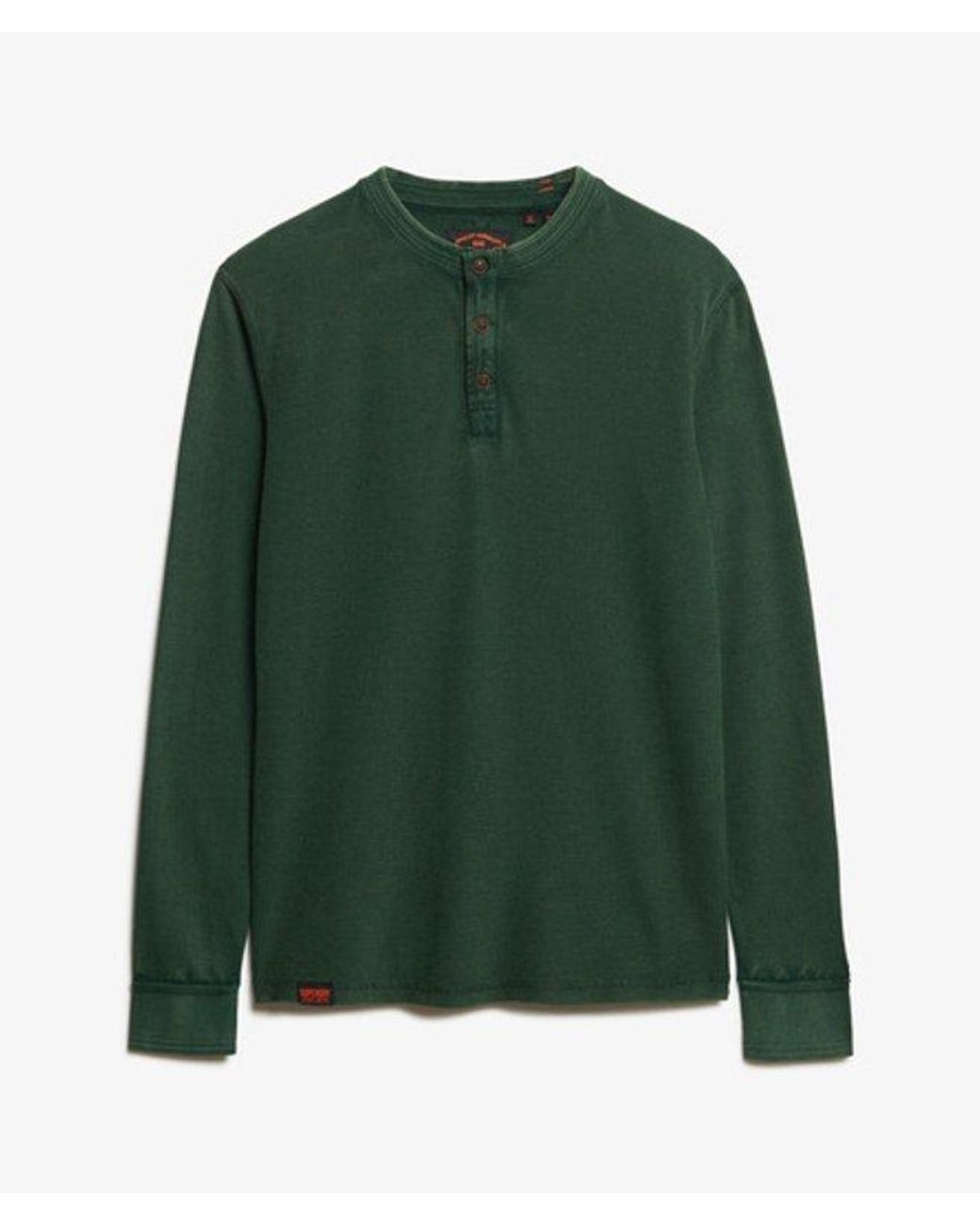 Superdry Green Vintage Textured Grandad Top for men