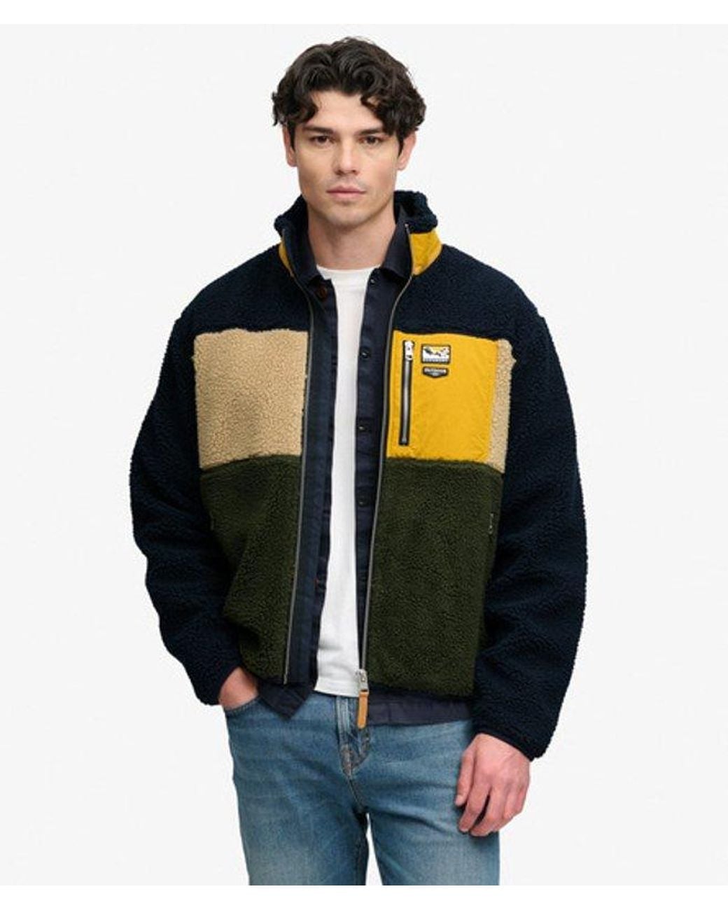 Superdry Black & Co Colour Block Retro Zip Fleece for men