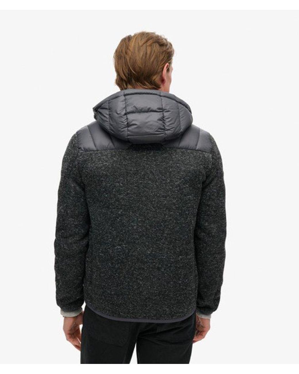 Superdry Gray & Co Hooded Knit Storm Hybrid Jacket for men