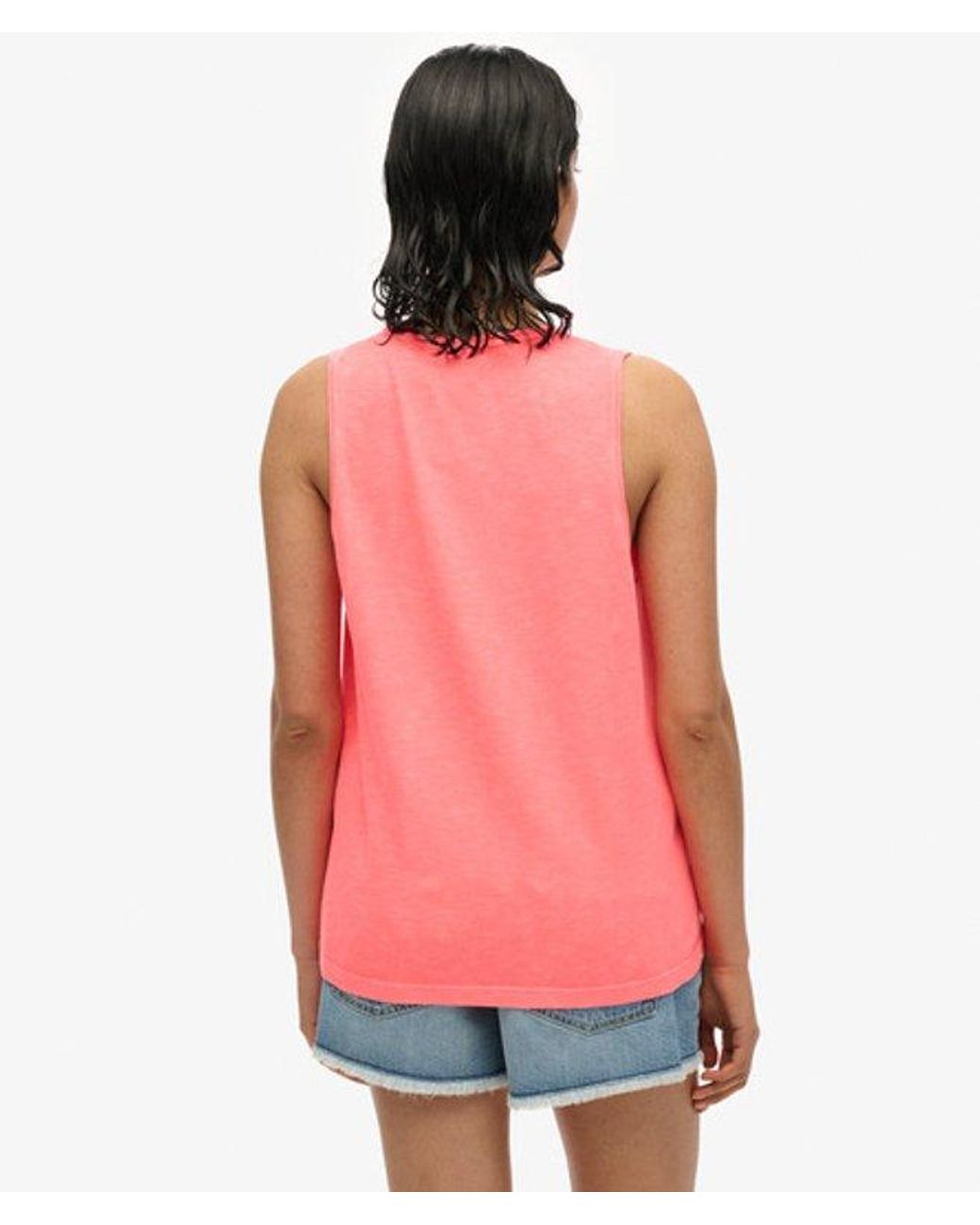 Superdry Red Essential Logo Garment Dye Vest Top