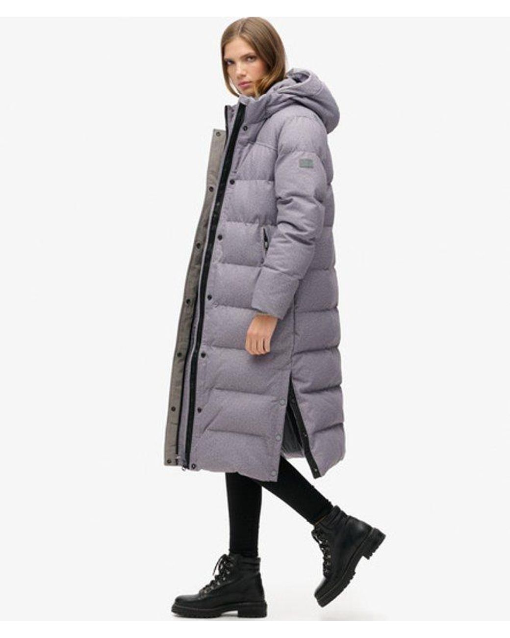 Superdry Gray & Co Tweed Long Puffer Coat