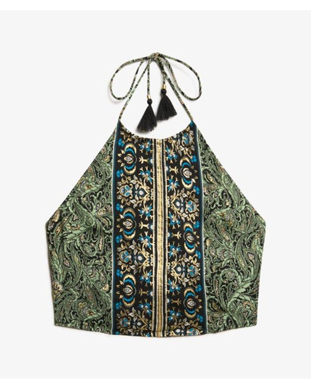 Superdry Green & Co Paisley Print Halter Top