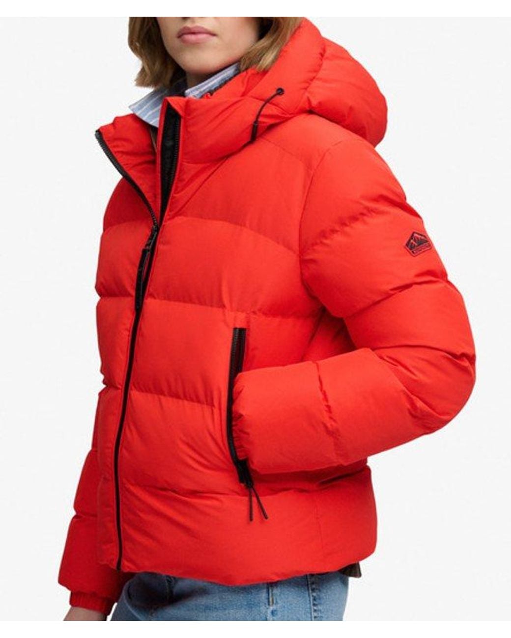 Superdry Red Hooded Sports Puffer Jacket