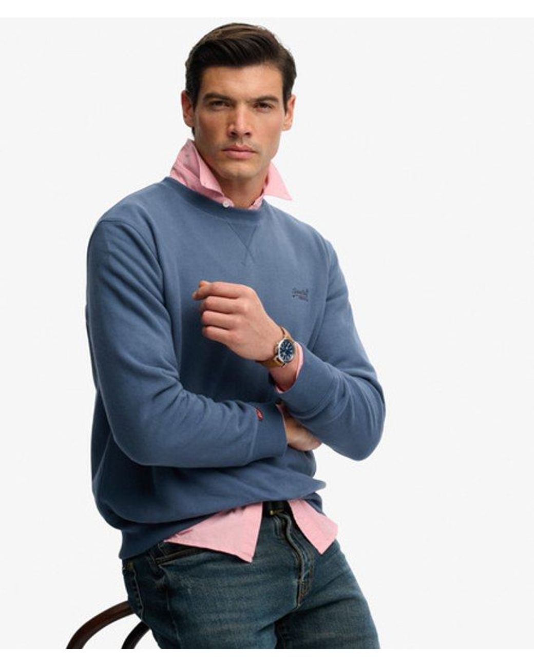Superdry Blue & Co Essential Logo Crew Sweatshirt for men