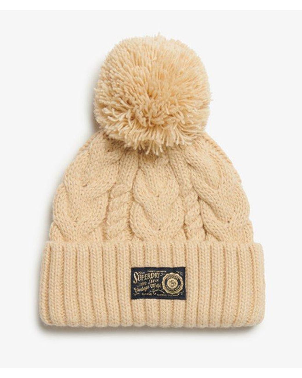 Superdry Natural & Co Cable Knit Chunky Beanie Hat