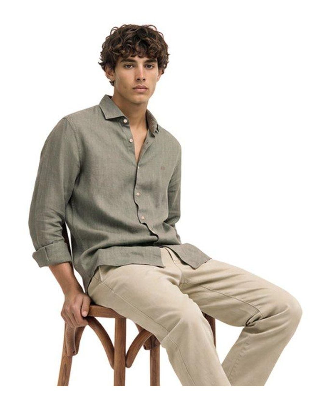 Superdry Gray & Co Riviera Long Sleeve Linen Shirt for men