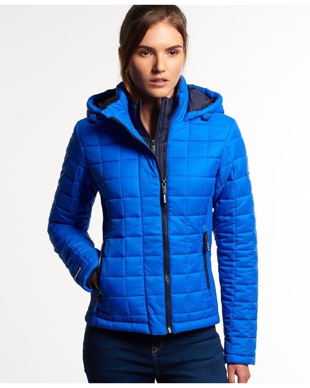 Superdry Hooded Box Quilt Fuji Jacket Blue | Lyst