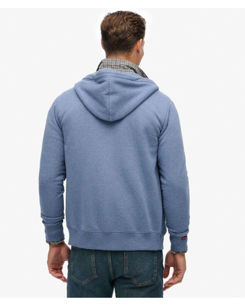 Superdry Blue & Co Essential Logo Half Brushed Zip Hoodie for men