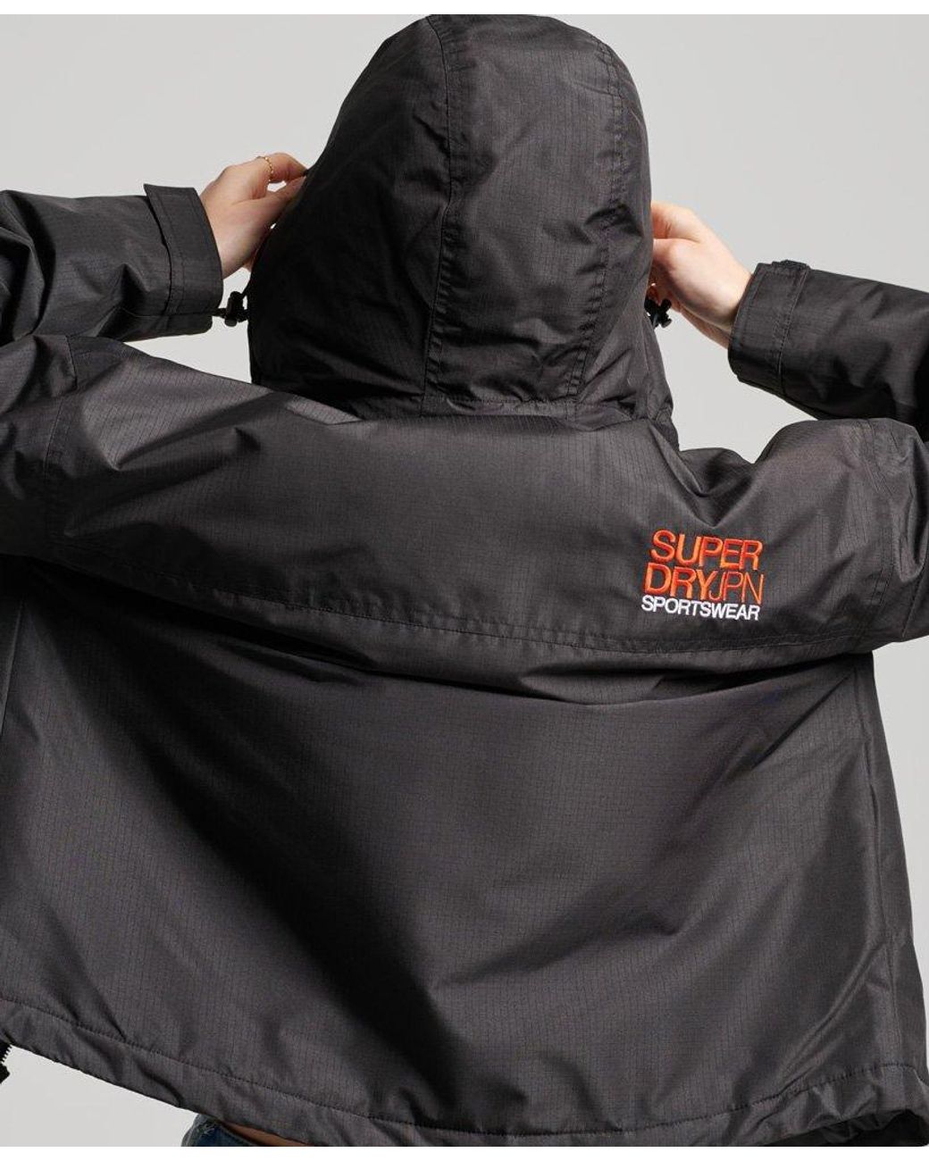 Superdry Sd-windcheater Jacket Black / Black Grid/bold Orange | Lyst