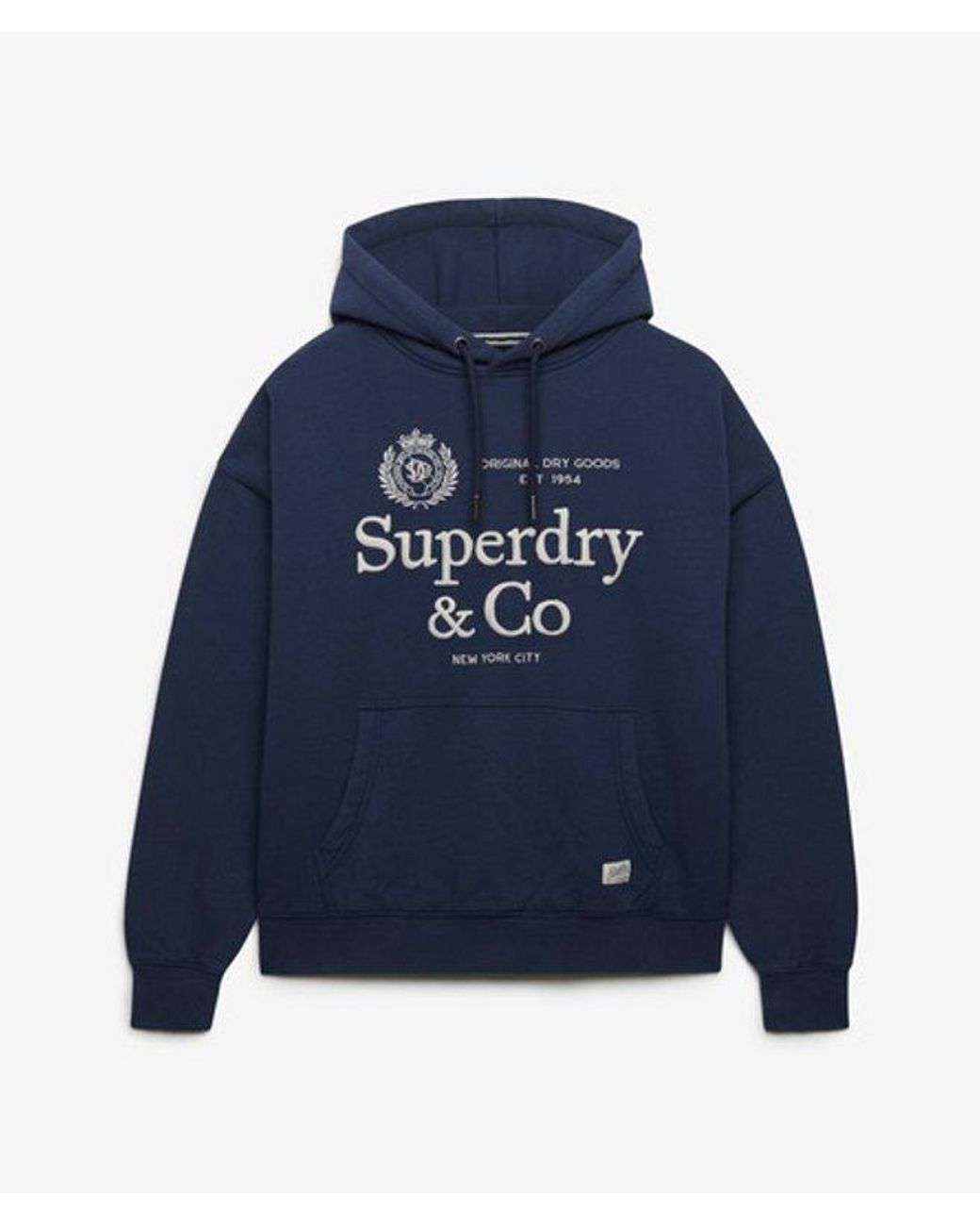 Superdry Blue & Co Luxe Casual Embroidered Relaxed Hoodie