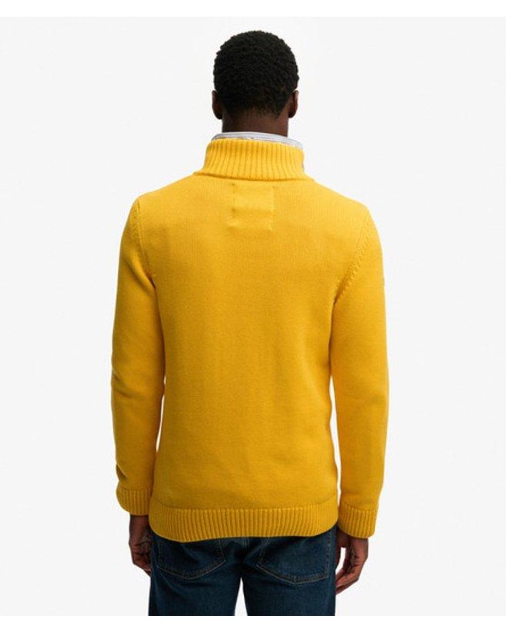 Superdry Yellow Cotton Half Zip Knit Jumper for men