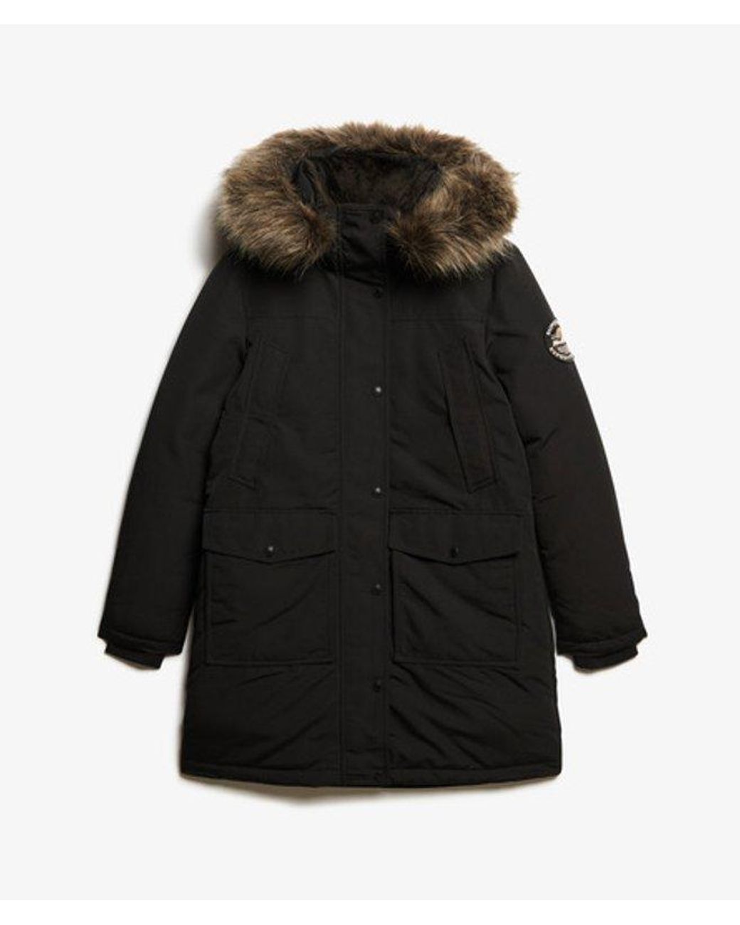 Superdry Black & Co Everest Faux Fur Parka Coat