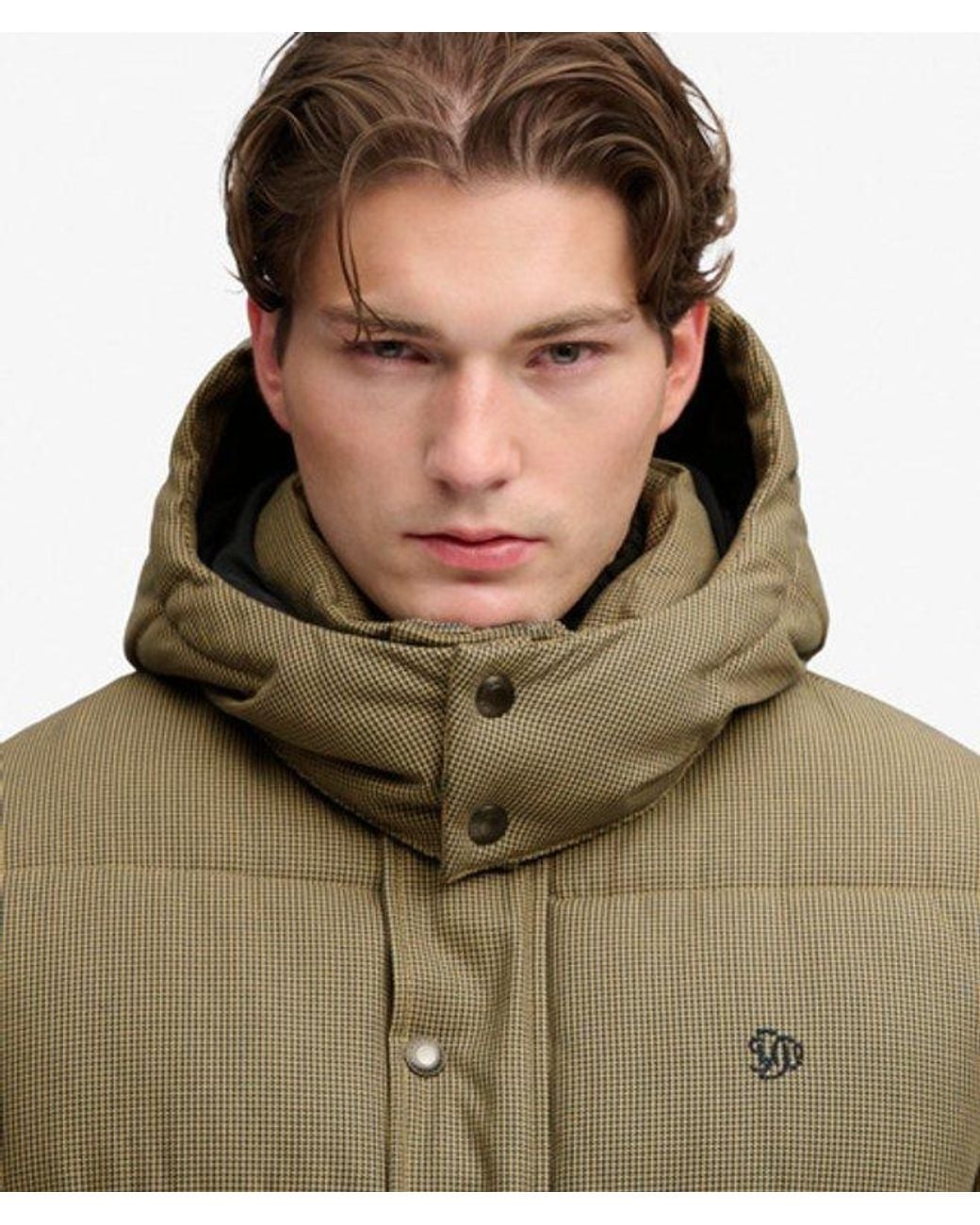 Superdry Green & Co Premium Hooded Check Puffer Jacket for men