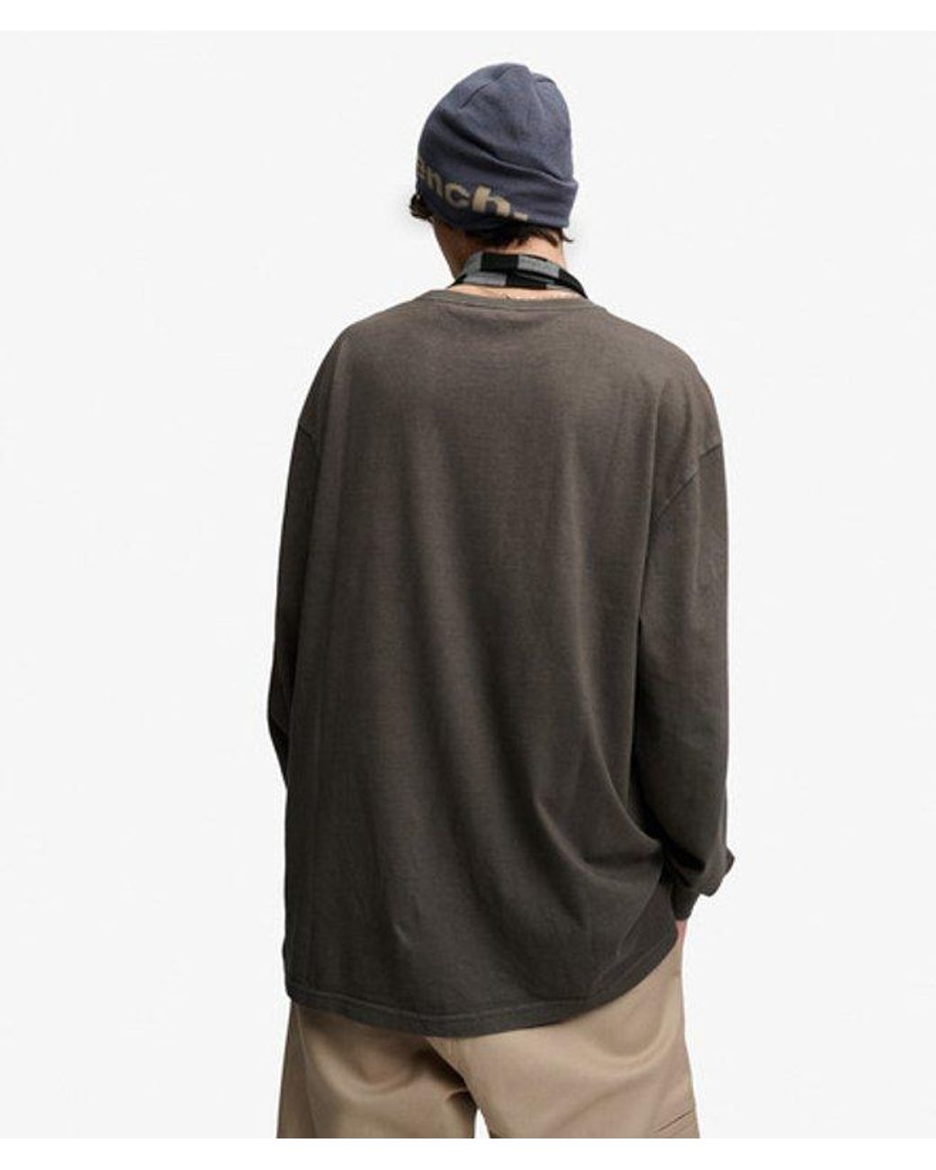 Superdry Gray Bench X & Co Bench Boxy Long Sleeve Pocket Top for men