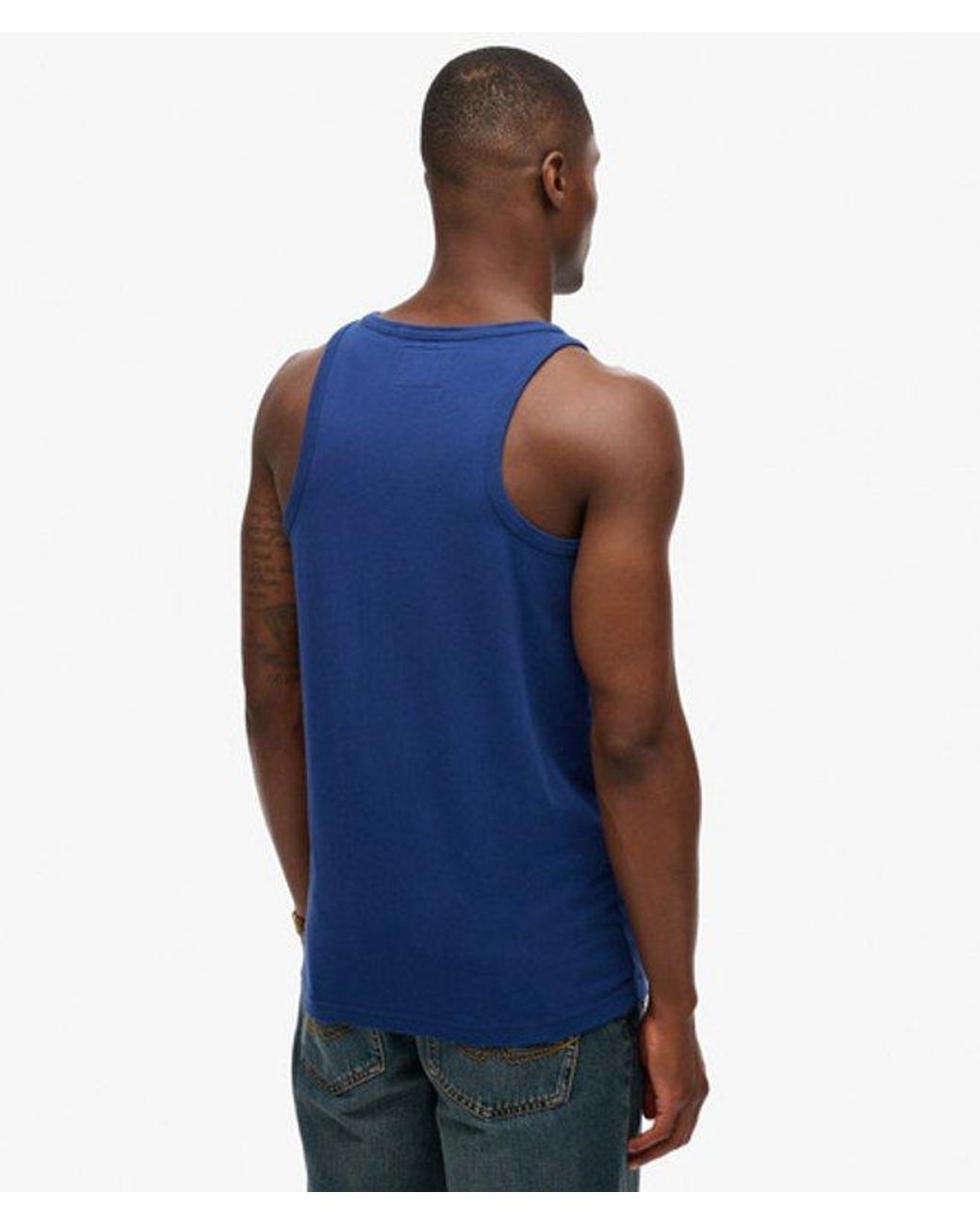 Superdry Blue & Co Contrast Script Vest for men