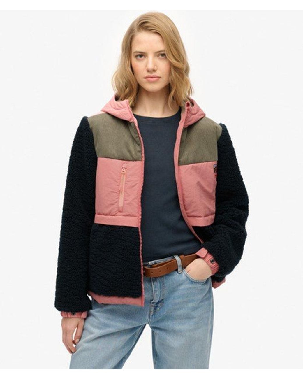 Superdry Blue & Co Hooded Fleece Sherpa Jacket