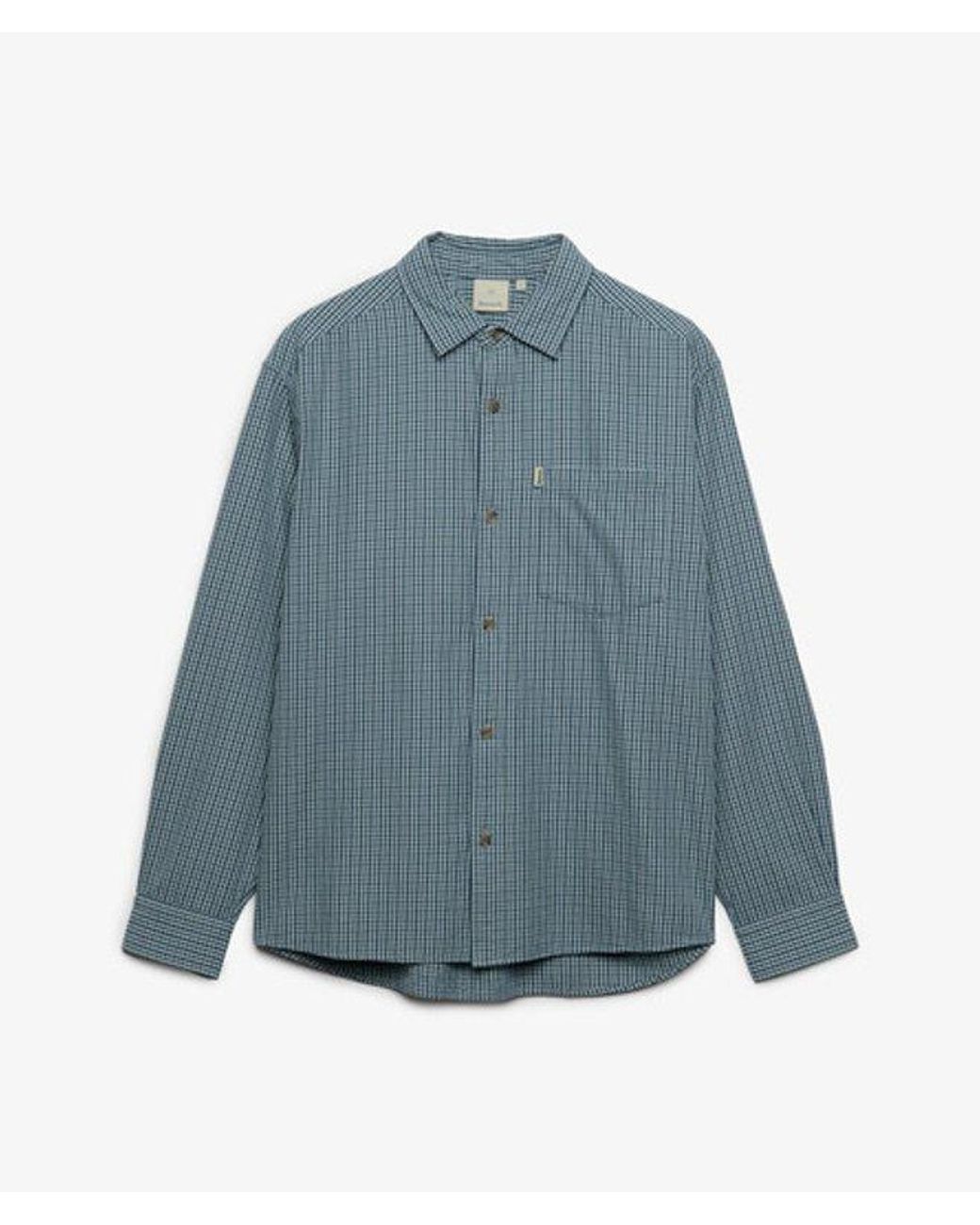 Superdry Blue Bench X & Co Bench Skater Check Long Sleeve Shirt for men