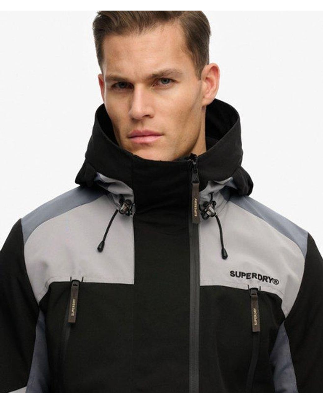 Superdry Black & Co Hooded Colour Block Windbreaker Jacket for men